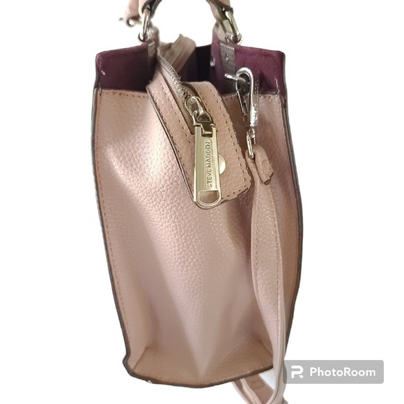 Steve Madden Crossbody Bag Purse Handbag Pink Blush Pebbled Logo - Picture 4 of 16